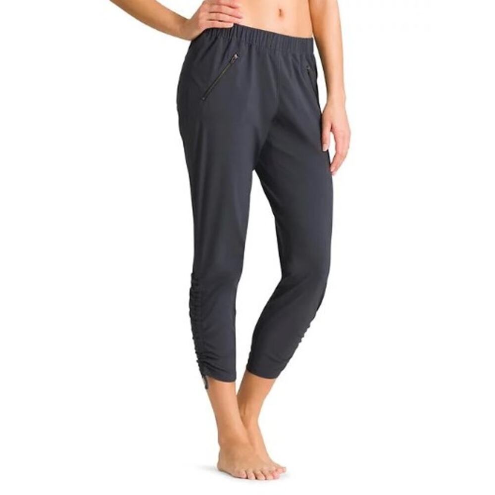 Athleta Aspire Ankle Pants Adjustable Hem Elastic Waist Women Black Size‎ 2